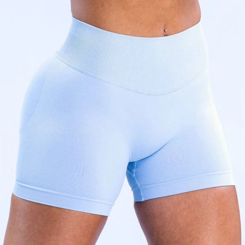 BD WEAR women’s high-waisted Ice Blue athletic shorts 