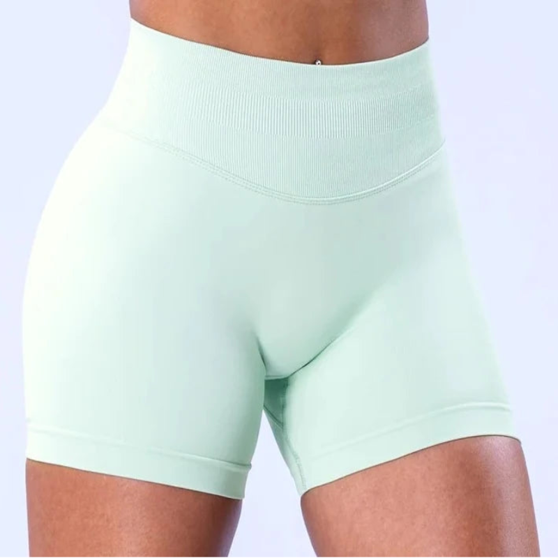 BD WEAR women’s high-waisted Palm Green athletic shorts 