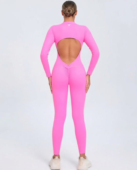 Pink BD WEAR Royal Back jumpsuit featuring a stylish back design and comfortable fit, perfect for casual or trendy occasions.